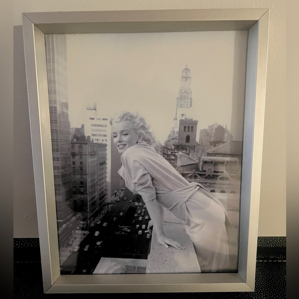 Marilyn Monroe in NYC Silver Framed Black and White Wall Art